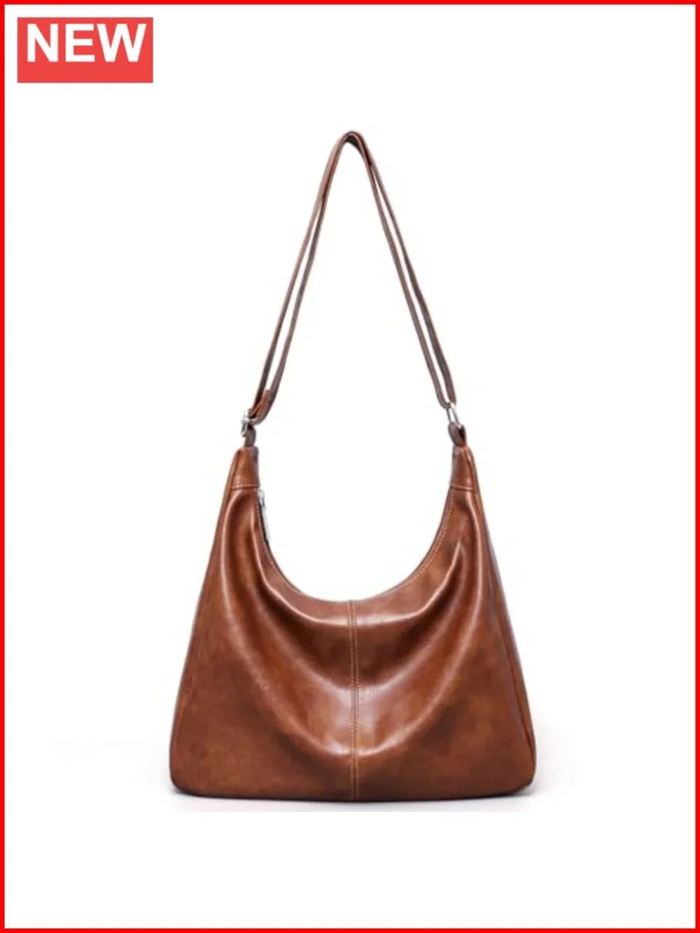 Vegan Leather Slouchy Hobo Bag with Adjustable Strap Travel Tote
